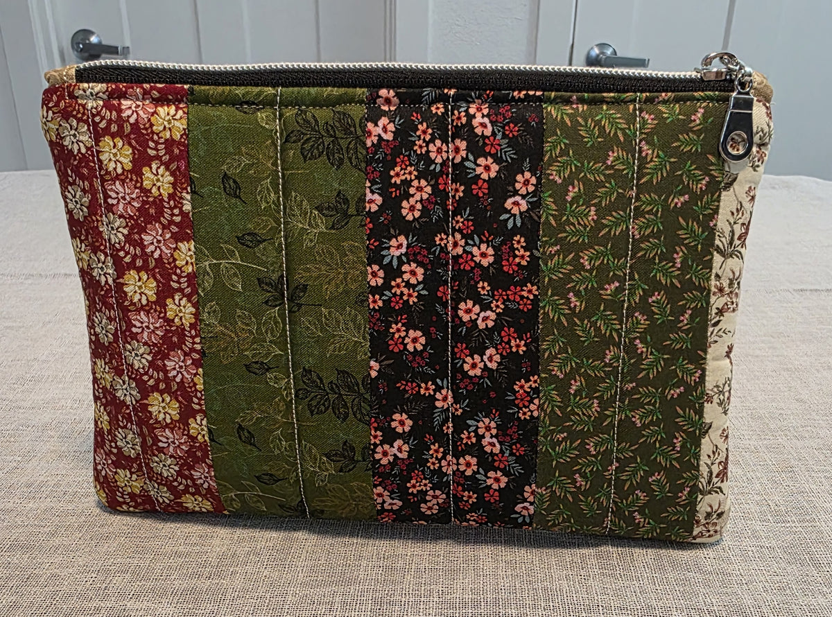 Green, Black & Red Zipper Pouch 8.5"L x 6"W x 0.75"H