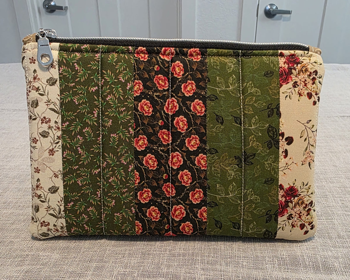 Green, Black & Red Zipper Pouch 8.5"L x 6"W x 0.75"H