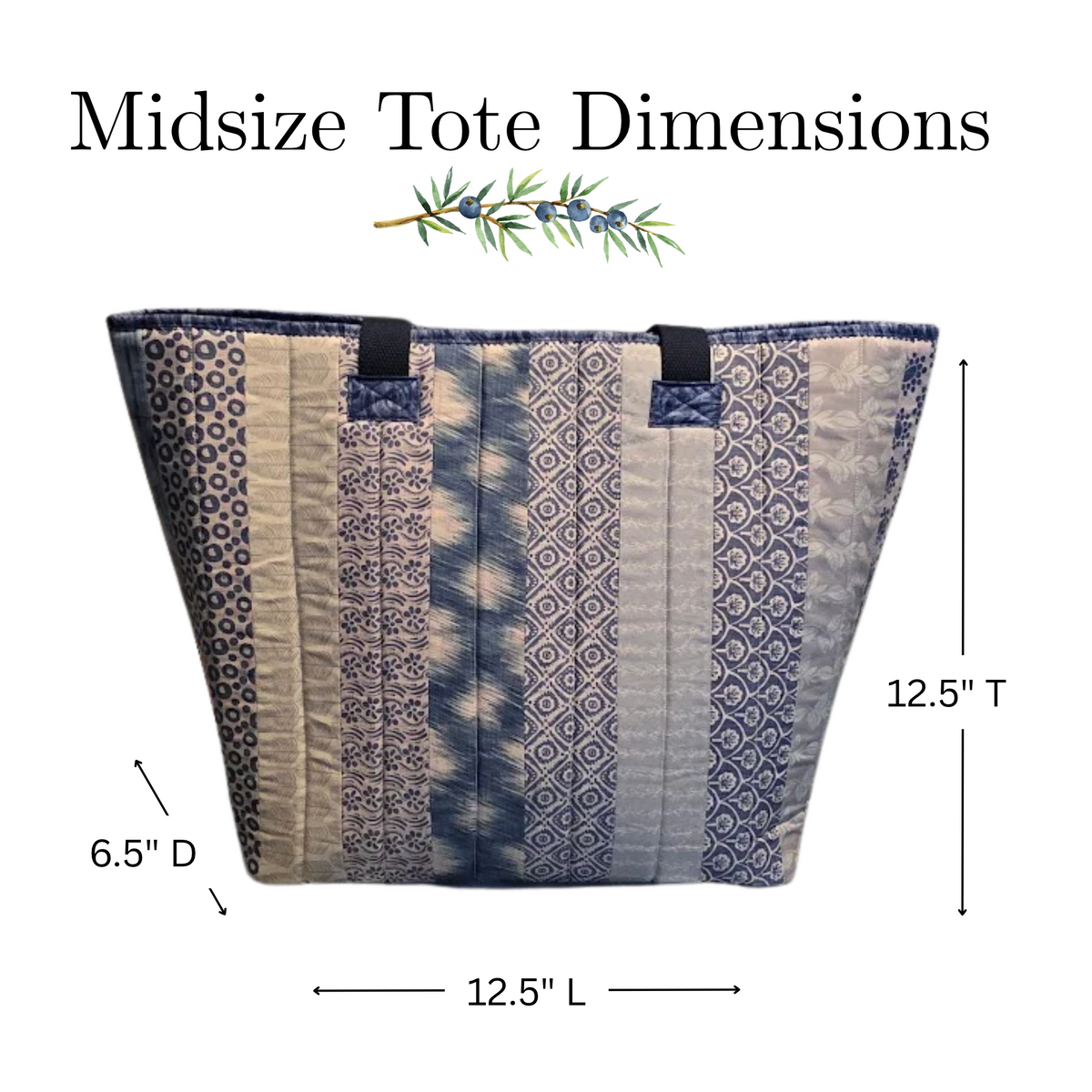 Blue & Gray Quilted Cotton Tote Bag - The Lake House Collection