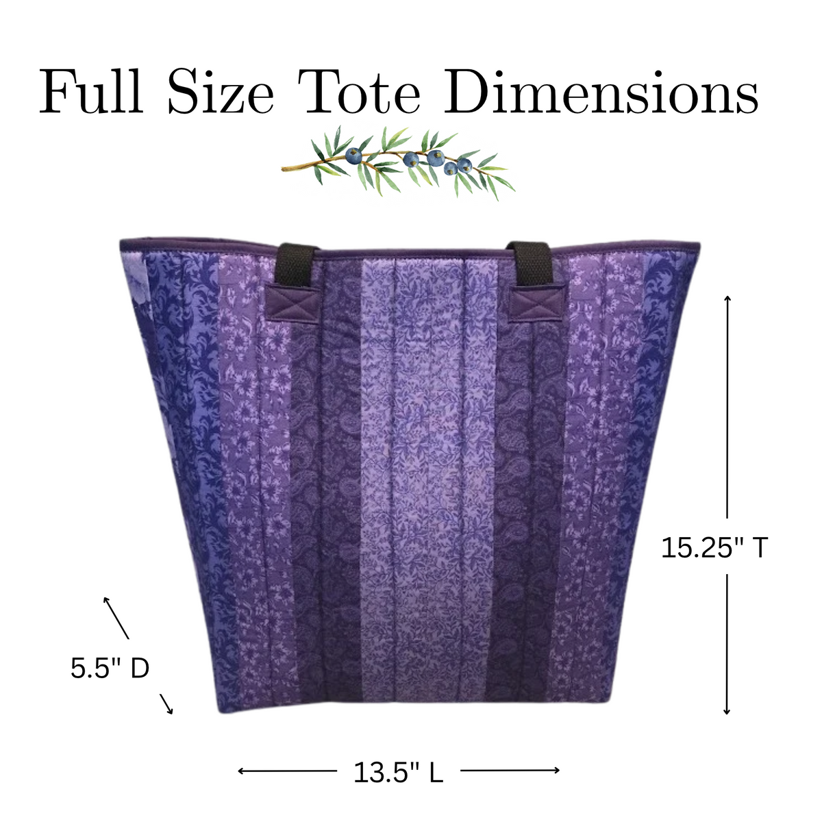 Dark Purple Quilted Cotton Tote Bag - Iron Lanterns