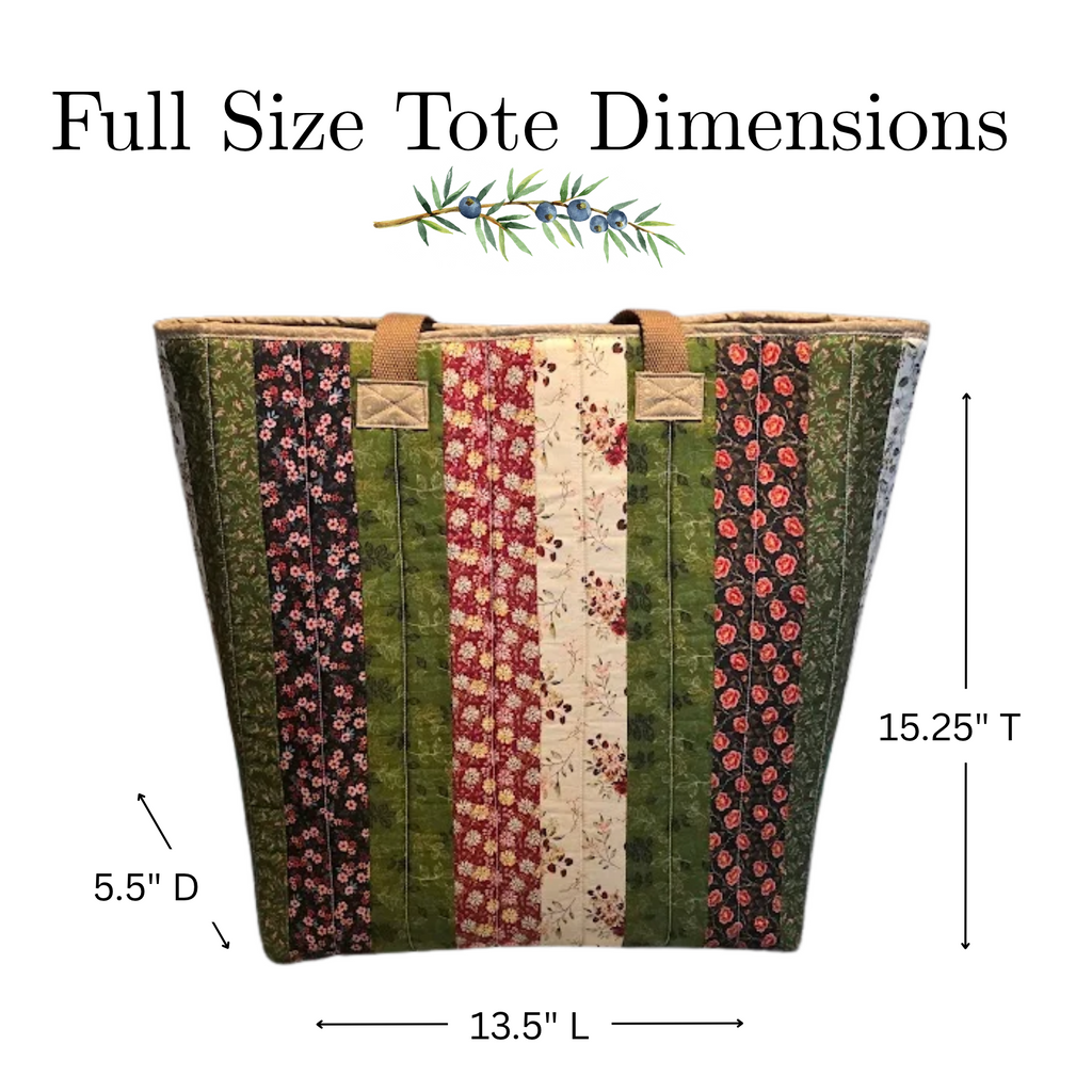Green, Black & Red Quilted Cotton Tote Bag- Fall Harvest Collection