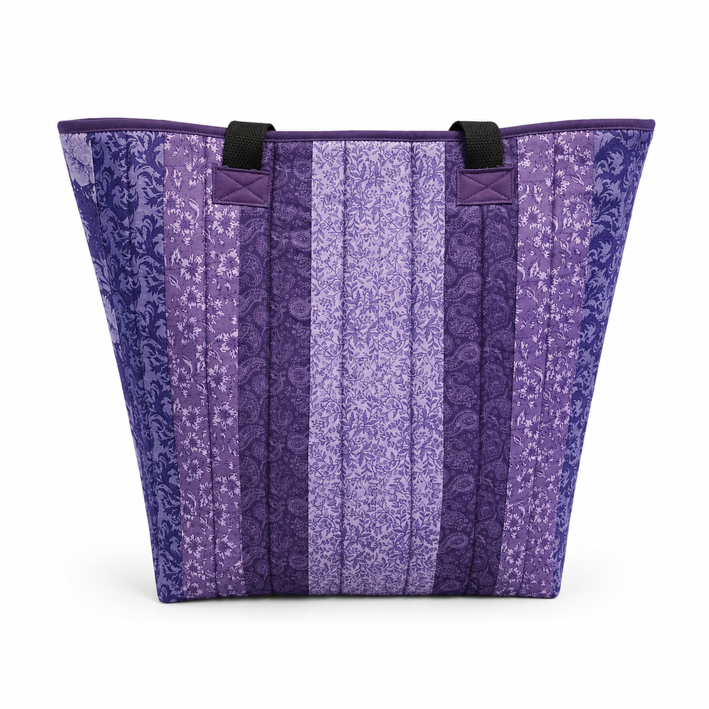 Dark Purple Quilted Cotton Tote Bag - Iron Lanterns