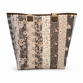 Brown & Pink Quilted Cotton Tote Bag - The Cottage Garden Collection