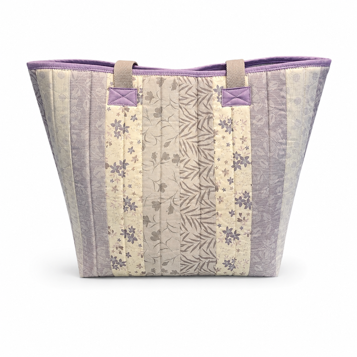 Yellow & Purple Quilted Cotton Tote Bag - Northern Wildflowers Collection