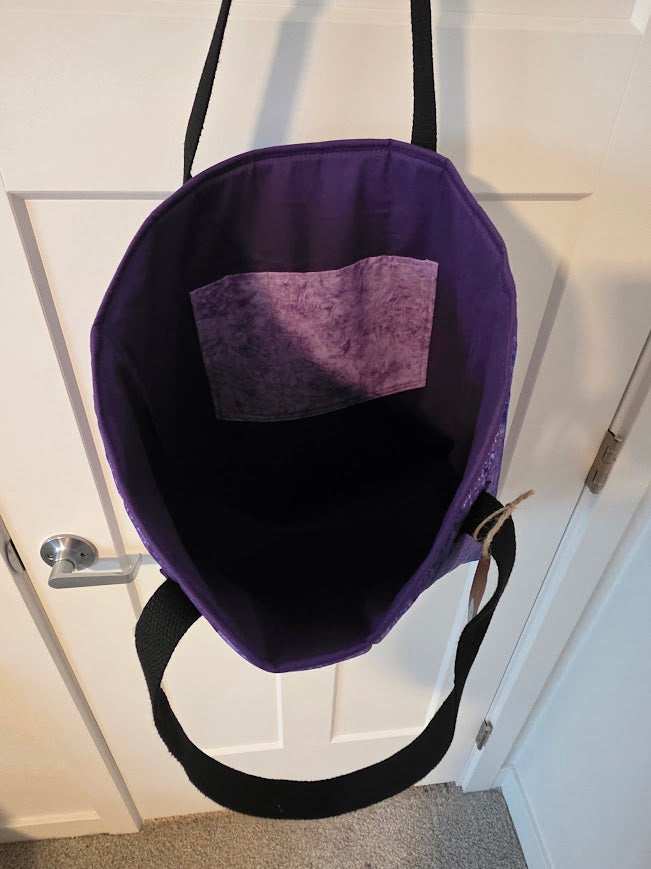 Dark Purple Quilted Cotton Tote Bag - Iron Lanterns