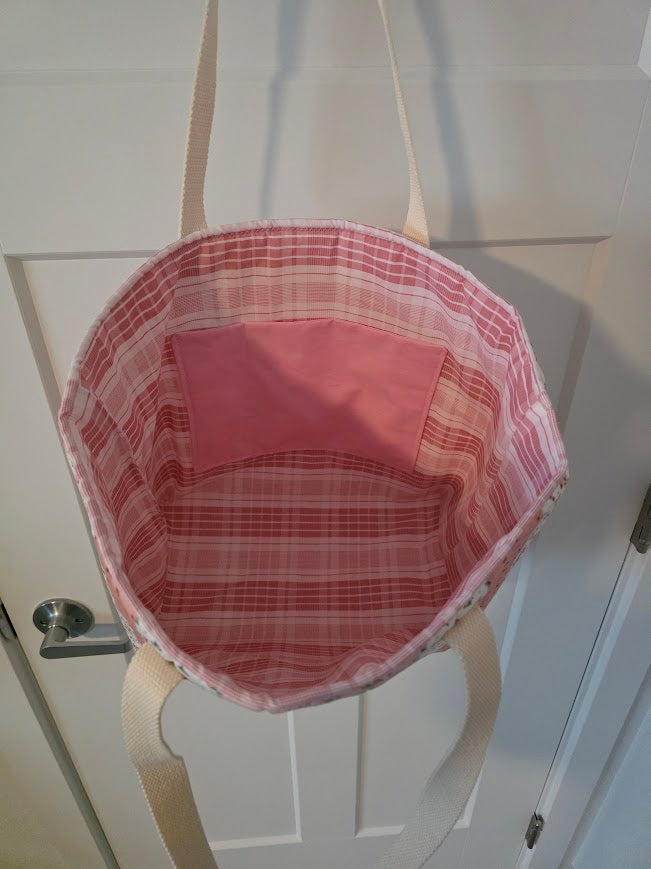 Pink & White Quilted Cotton Tote Bag - The Cottage Garden
