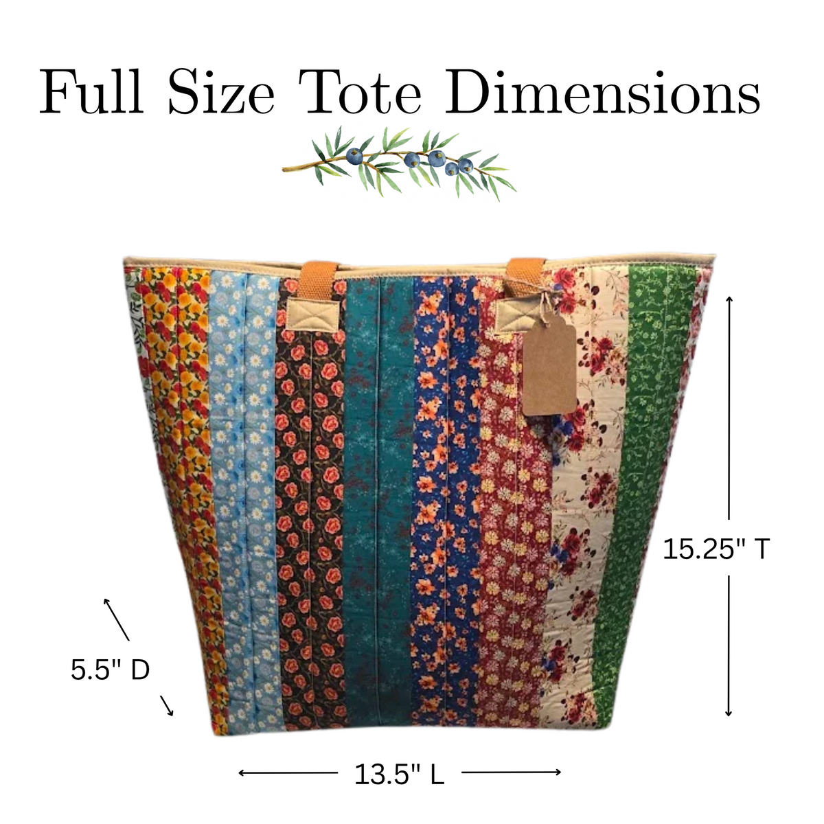Multicolor Quilted Cotton Tote Bag - Northern Wildflowers Collection