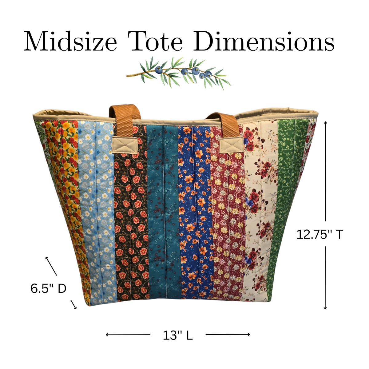Multicolor Quilted Cotton Tote Bag - Northern Wildflowers Collection