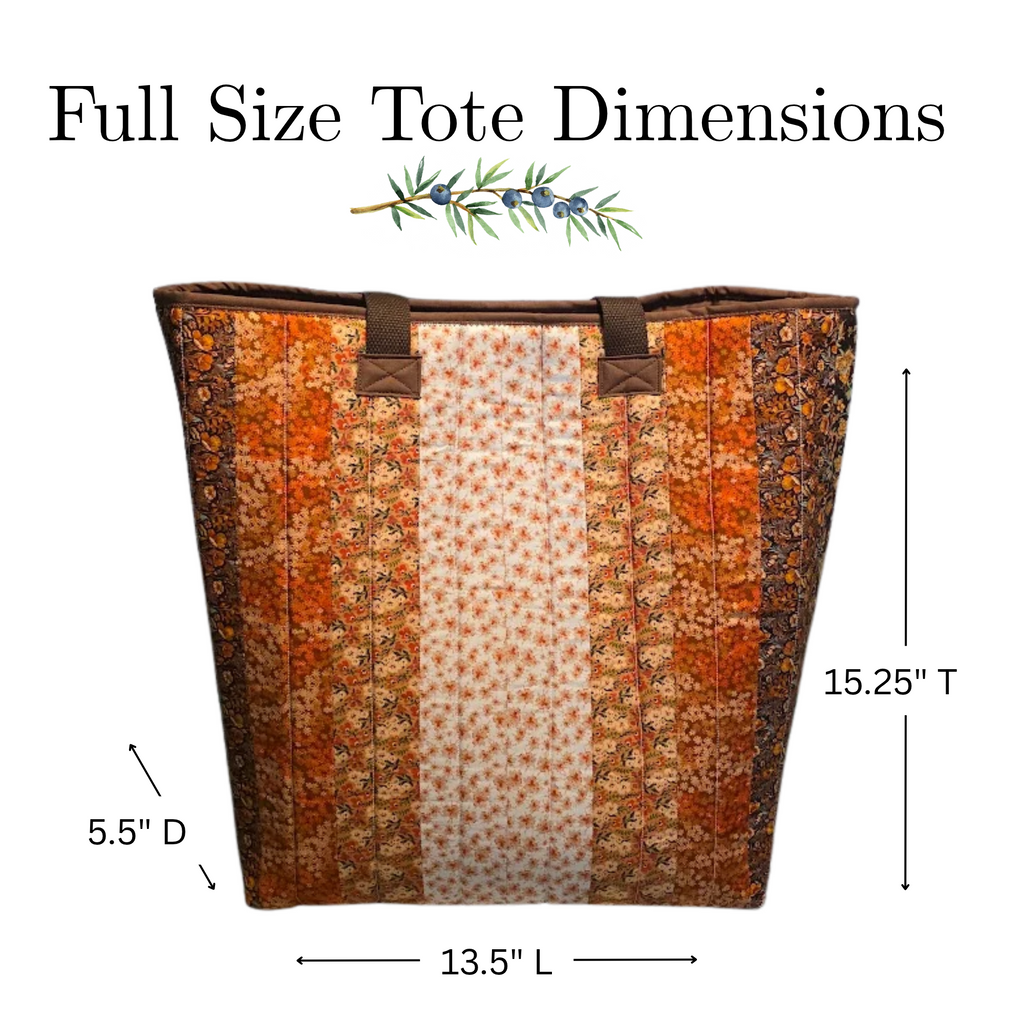 Orange & Brown Quilted Cotton Tote Bag - Fall Harvest Collection