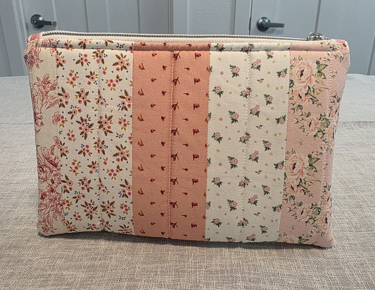Pink & White Zipper Pouch 8.5"L x 6"W x 0.75"H