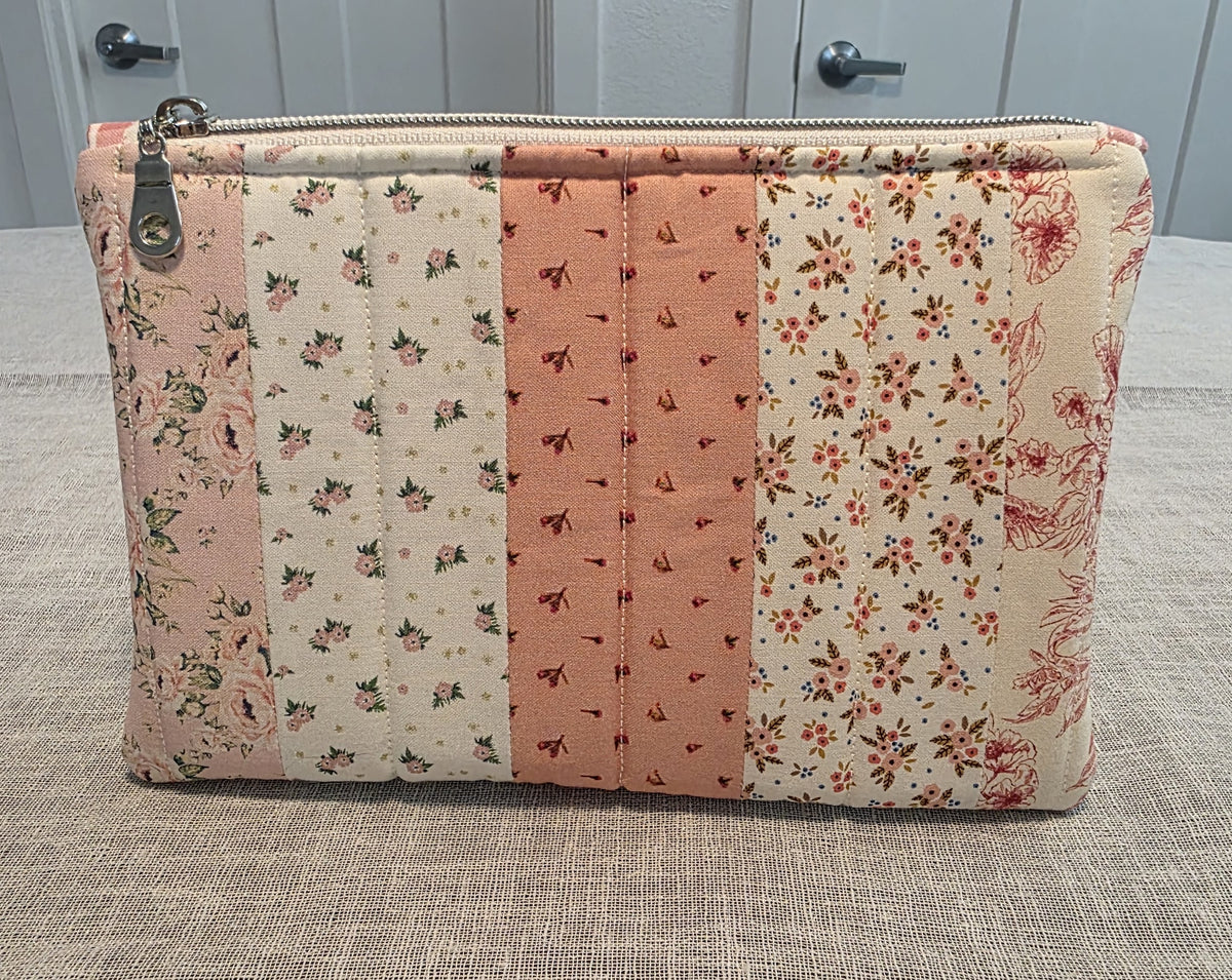 Pink & White Zipper Pouch 8.5"L x 6"W x 0.75"H