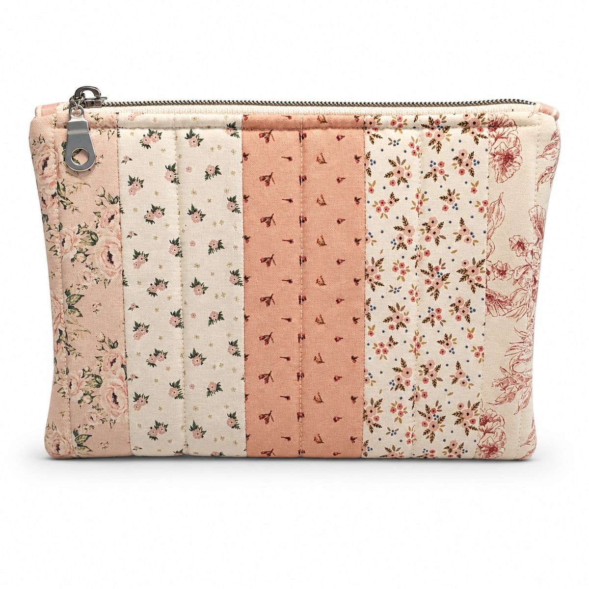 Pink & White Zipper Pouch 8.5"L x 6"W x 0.75"H