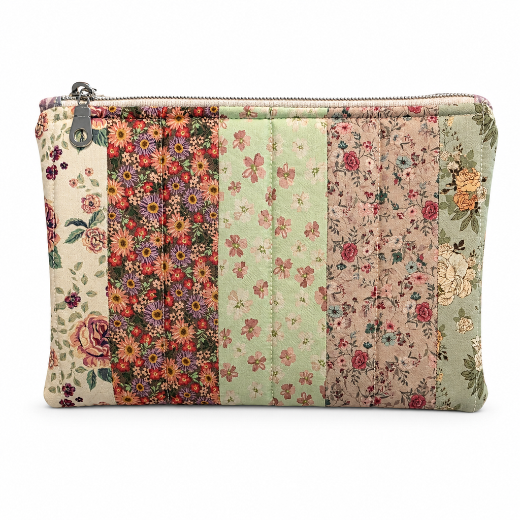 Purple & Green Zipper Pouch 8.5"L x 6"W x 0.75"H