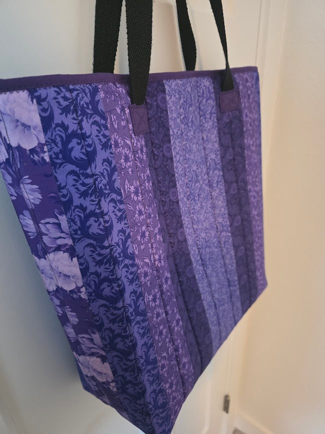 Dark Purple Quilted Cotton Tote Bag - Iron Lanterns