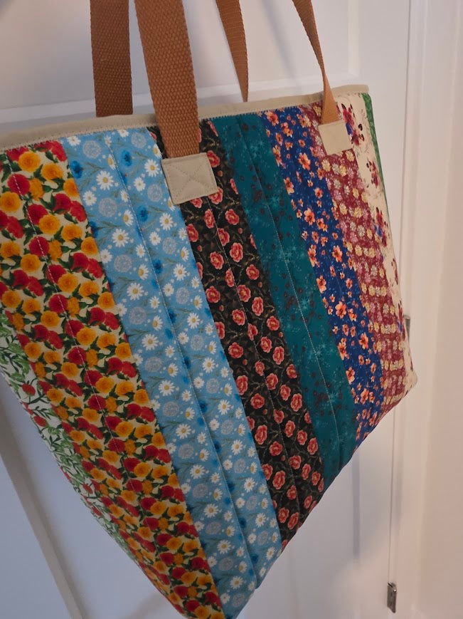 Multicolor Quilted Cotton Tote Bag - Northern Wildflowers Collection