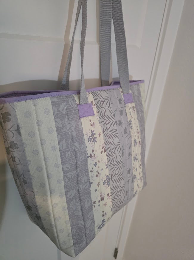 Yellow & Purple Quilted Cotton Tote Bag - Northern Wildflowers Collection