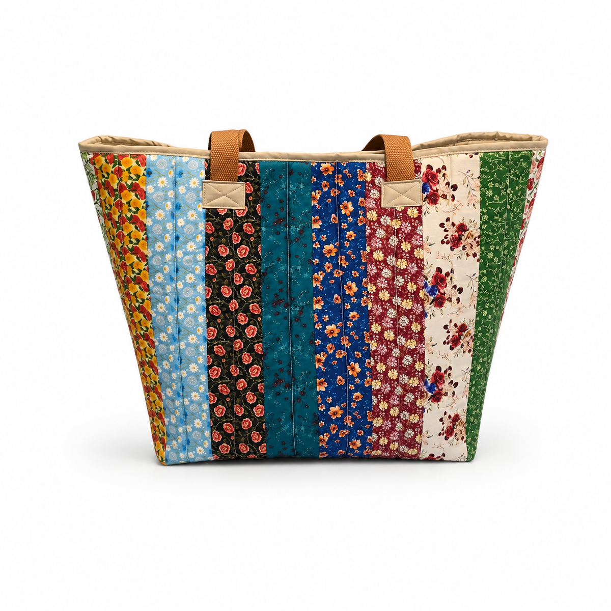 Multicolor Quilted Cotton Tote Bag - Northern Wildflowers Collection