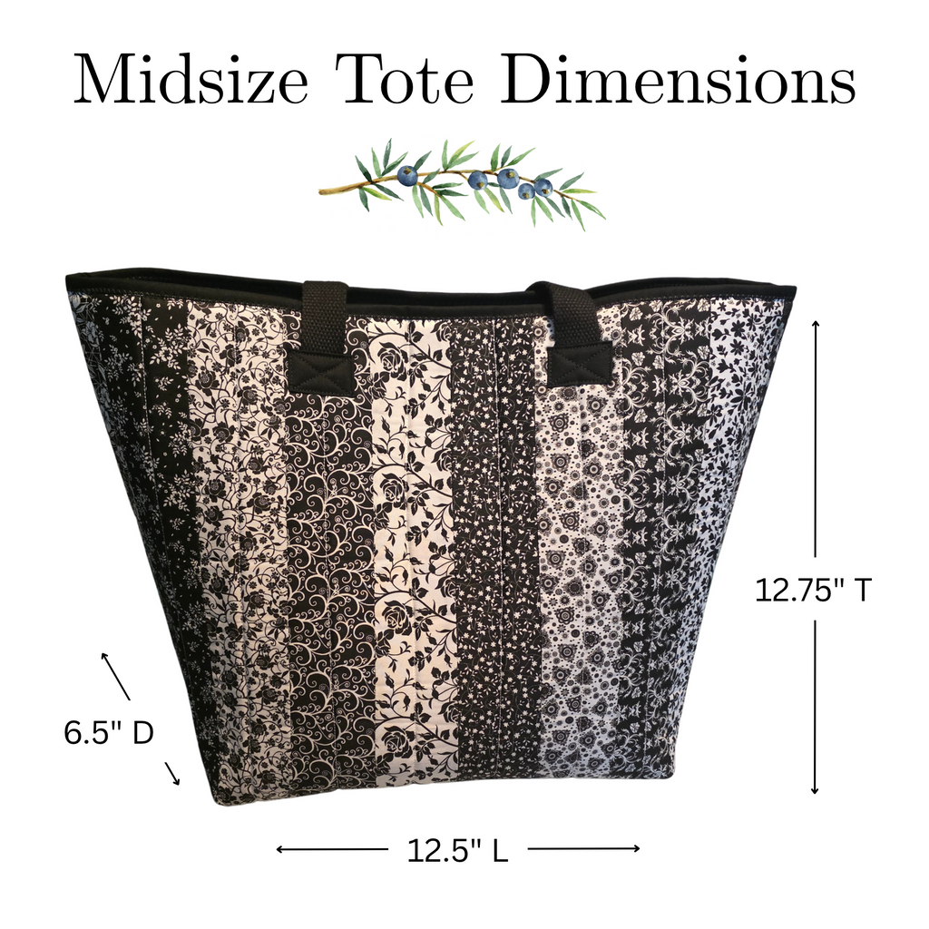 Black & White Quilted Cotton Tote Bag - Iron Lanterns Collection