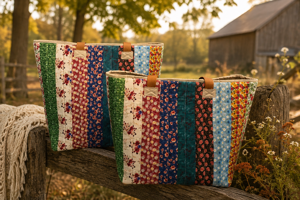 Multicolor Quilted Cotton Tote Bag - Northern Wildflowers Collection